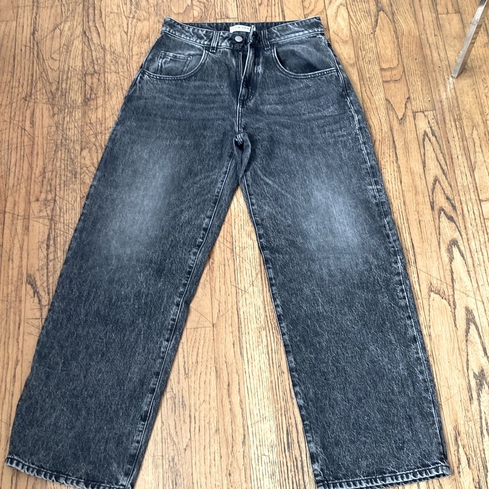 ICON DENIM BEA size 24 boyfriend wide  daddywide leg jeans washed black